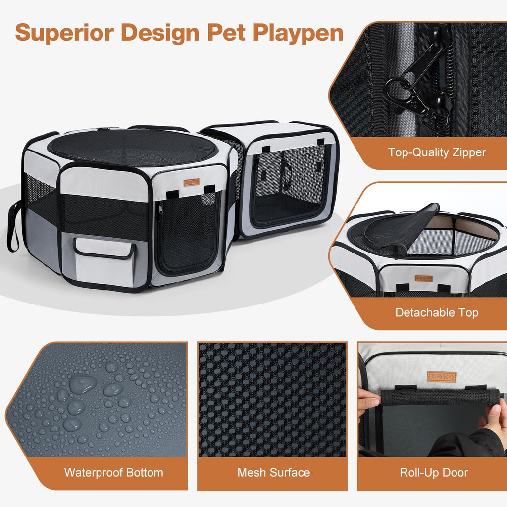 Want to Give Your Kittens & Puppies a Safe, Independent Space? Try Lekereise: 47"×16" Portable Cat Playpen, 2-in-1 Dog Playpen, Independently Usable, with a Carry Bag. Play Freely Anywhere!