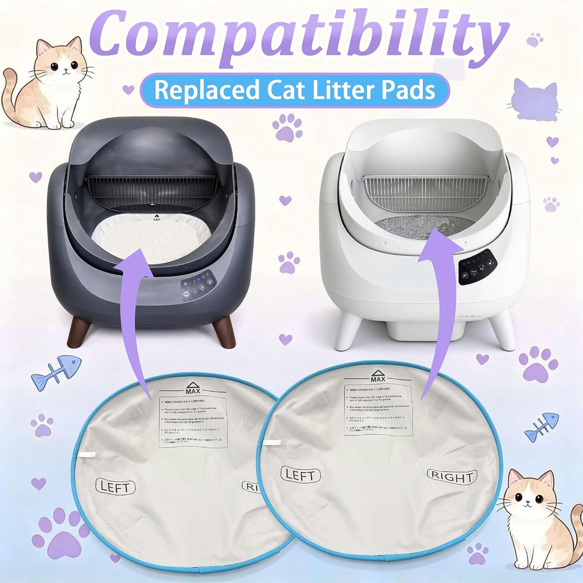 NewKe 2PCS Replaced Cat Litter Pads for CATLINK Open-X Automatic Litter Box