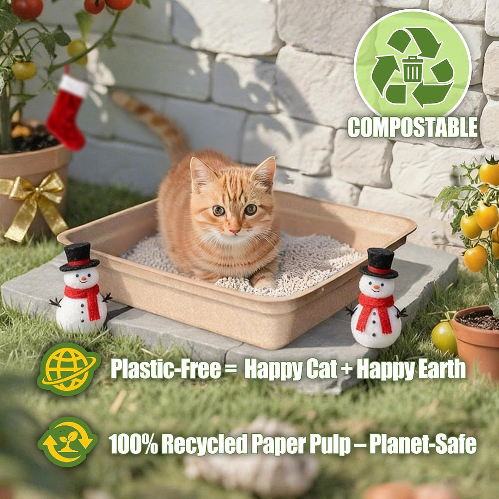 Disposable Litter Box for Cats Large: 2/4/6/8-Pack 17.5X 13.5in Leak-Proof