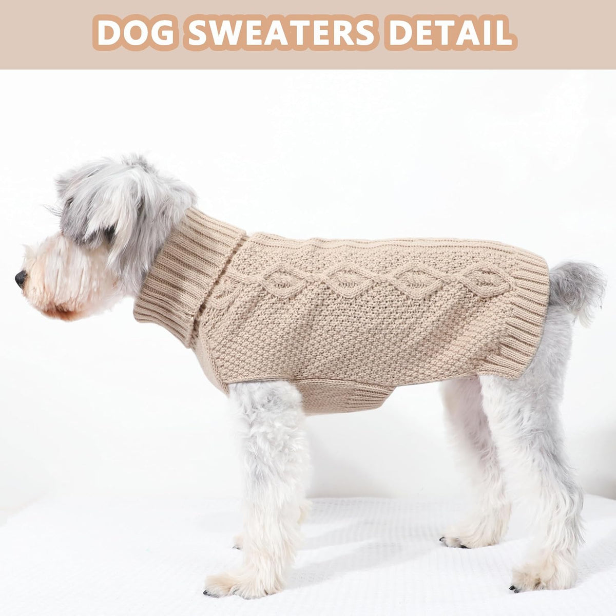 Dog Sweaters for Small Dogs Turtleneck Pullover Puppy Sweater Sleeveless Cable Knit Sweater for Chihuahua Soft and Warm 