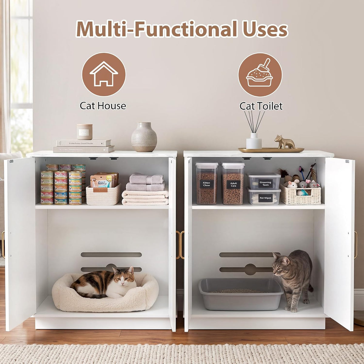 Gitelsnour 30.9'' Litter Box Enclosure Furniture- Hidden Storage, CLB003WT
