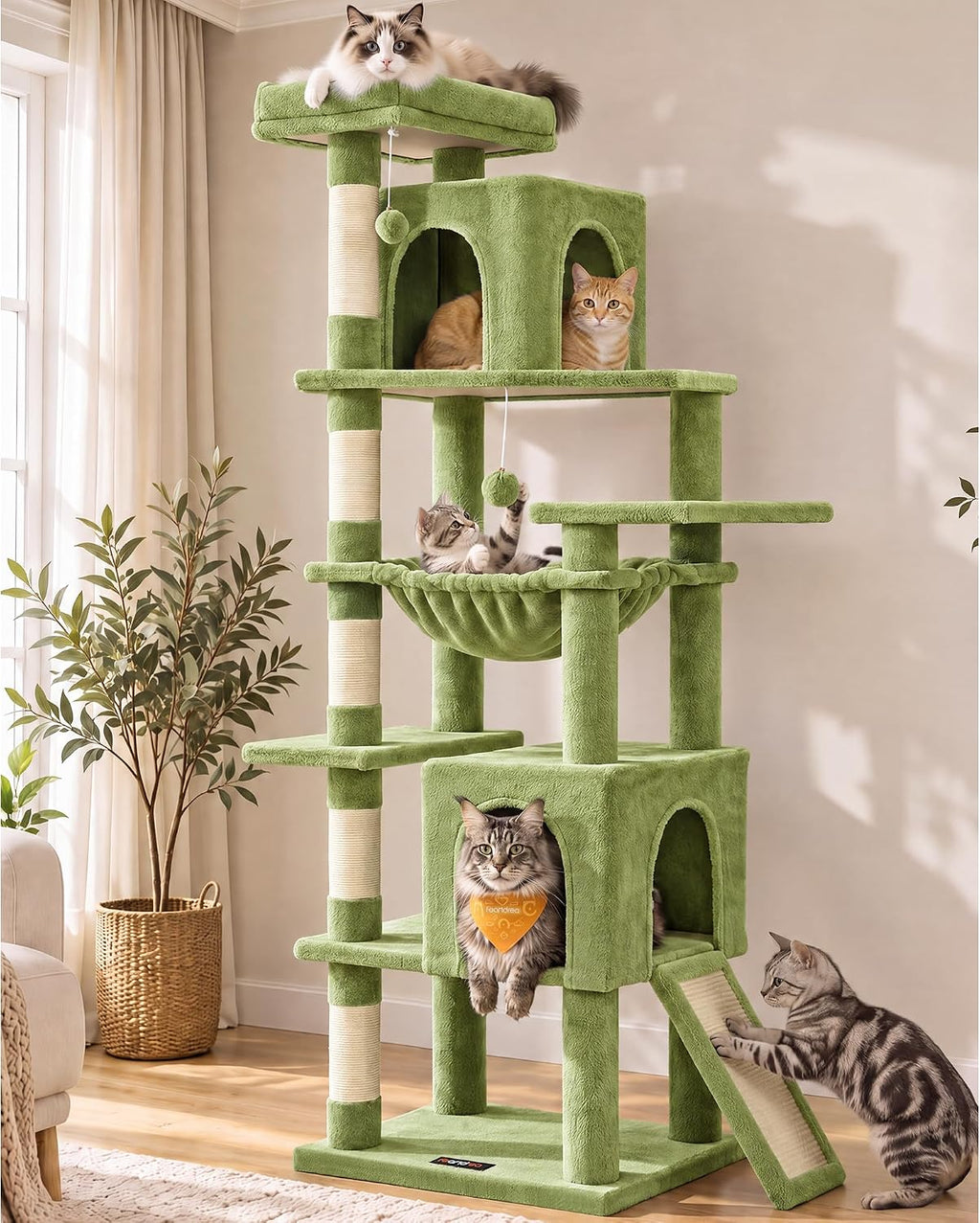 Feandrea Cat Tree, 70.3" Heavy Duty Cat Tower Condo for Indoors, Dove Gray
