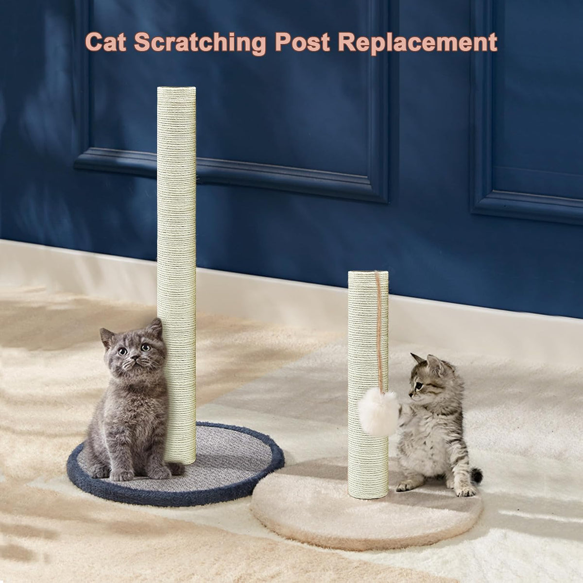 Cat Scratching Post Replacement Pole, 2 PCS 15.7in Cat Tree Replacement Post, Natural Sisal Cat Tree Replacement Parts w