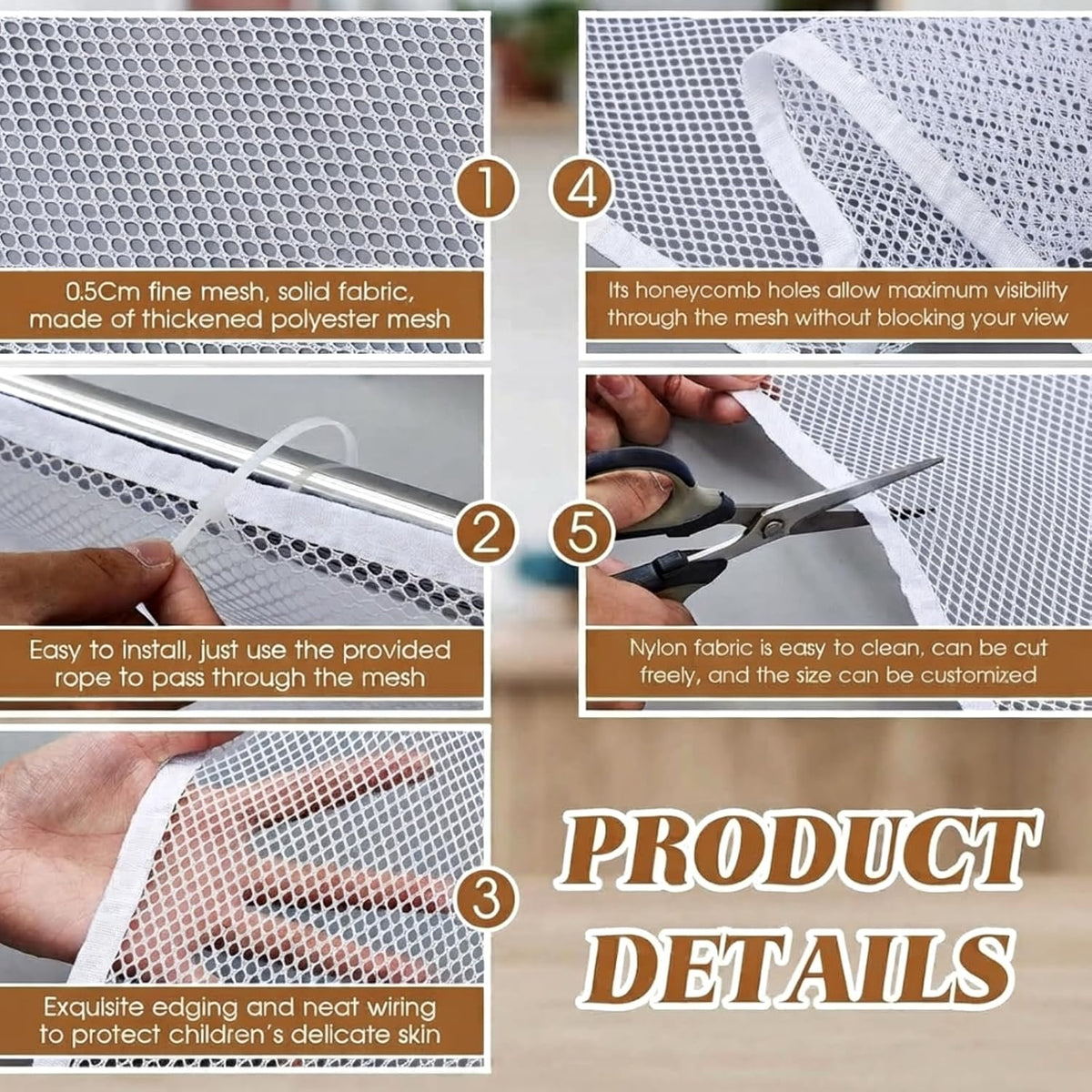 Hosuly 2 Set Banister Guard Balcony Netting, 15 x 3 ft, White