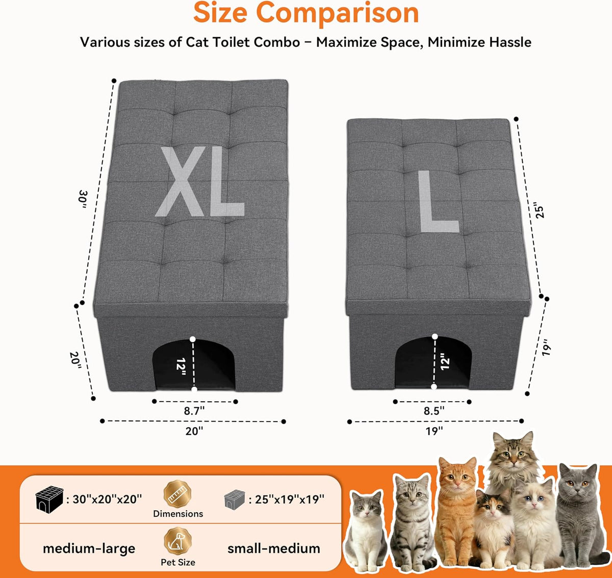 Zerbuger Cat Litter Box Enclosure Furniture for Odor Control,Hidden Cabinet