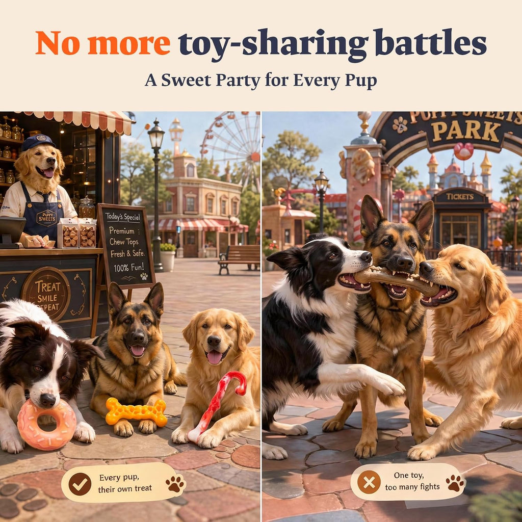 3-Pack Tough Dog Toys for Aggressive Chewers 25-90lbs, Hard Nylon