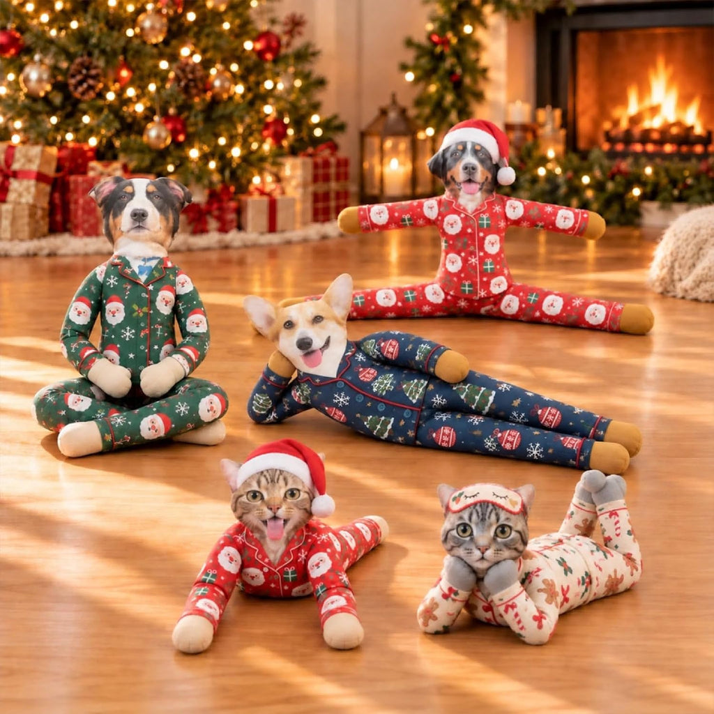 Wrappiness Custom Photo Dog Plush Doll, Poseable Pajamas Pet Lovers Gift