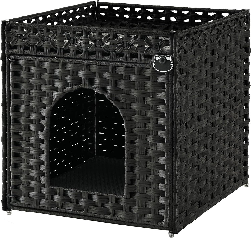 Cat Litter Box Enclosure Furniture, Hidden PE Rattan, Natural