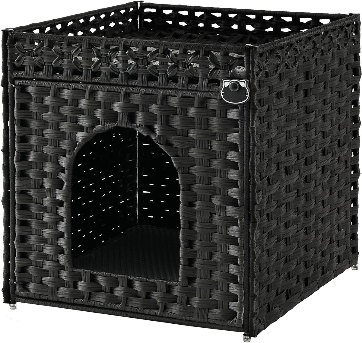 Cat Litter Box Enclosure Furniture, Hidden PE Rattan, Natural
