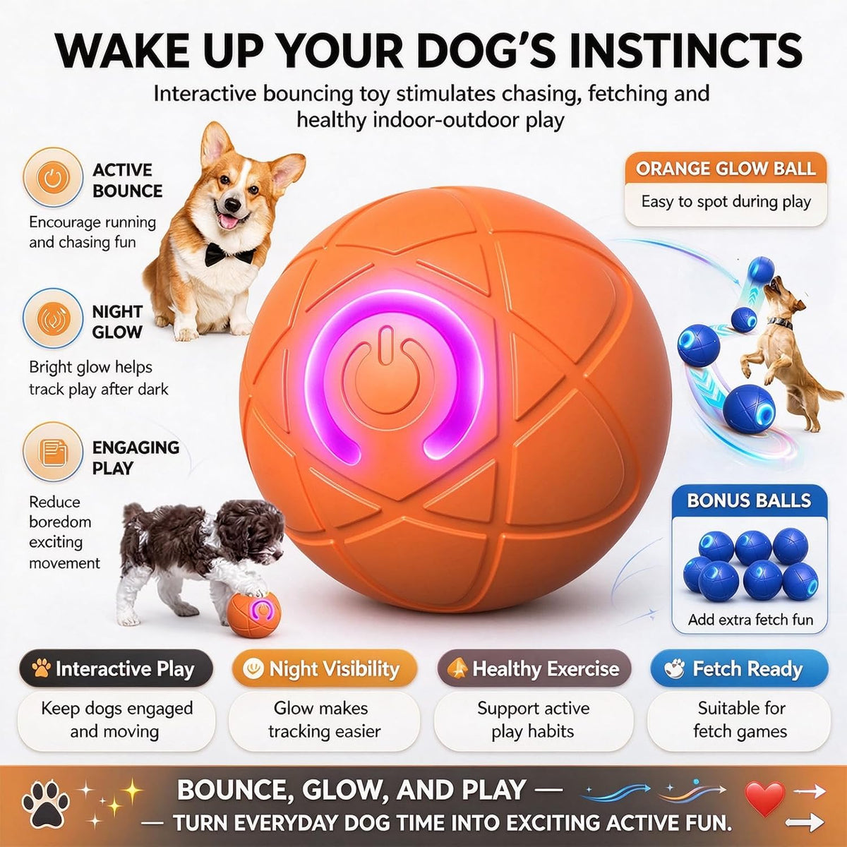 Zig Paw Ball, ZigPaw Ball for Dogs,Smart Dog Ball Large，Blue