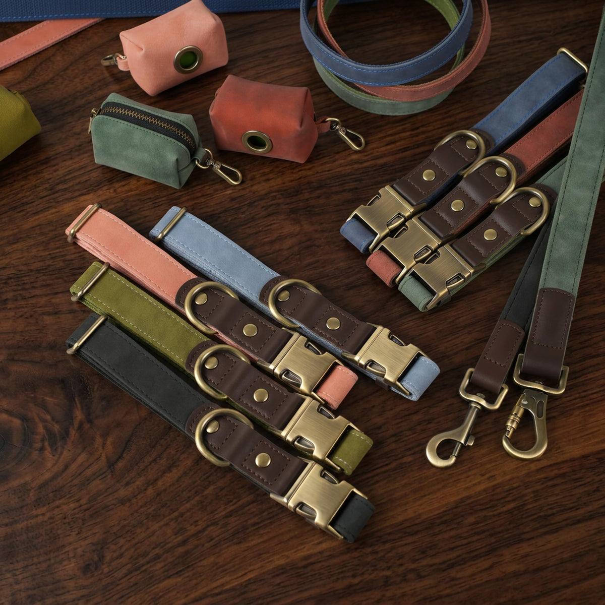 Didog PU Leather Dog Collar for Small Dogs Puppy, Soft Lining, Green S