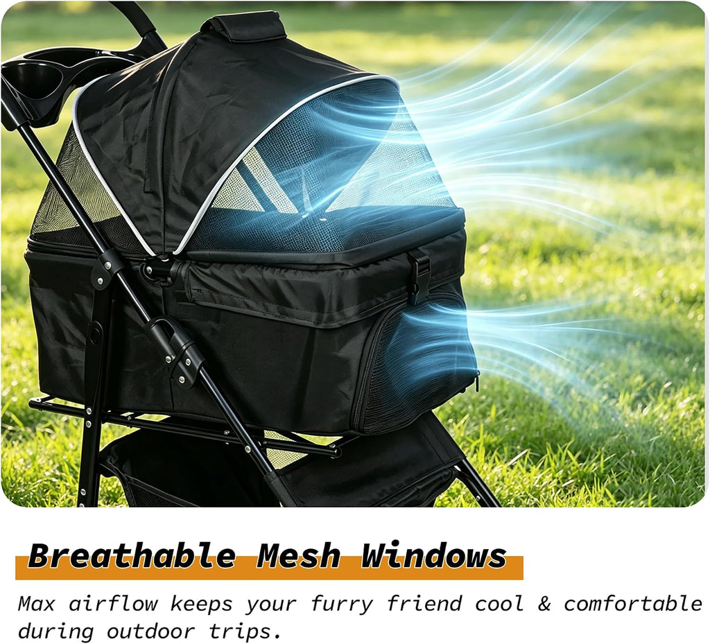 3-in-1 Pet Stroller, Carrier & Car Seat for Dogs & Cats
