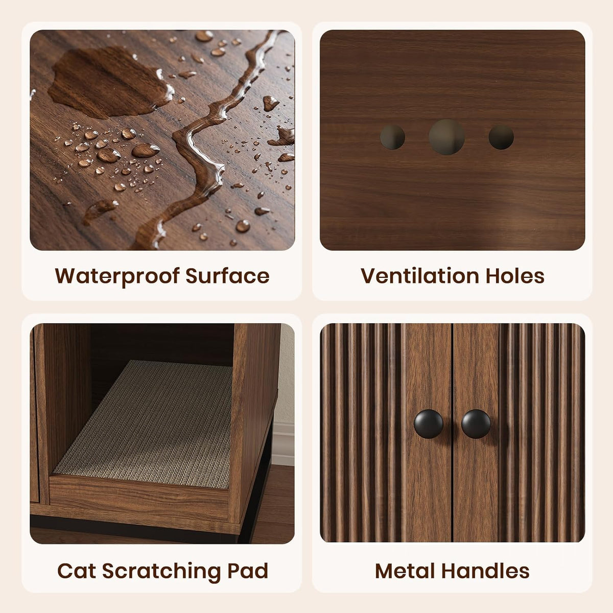 31.5" Cat Litter Box Enclosure, Hidden Litter Box with Scratch Pad