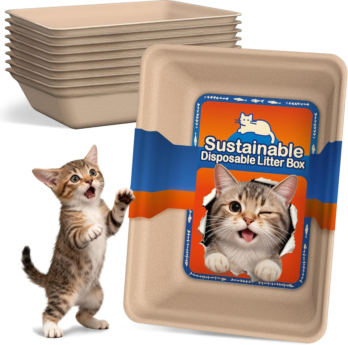 12-Pack Disposable Cat Litter Boxes: Leak-Proof & Odor-Control Cat Trays