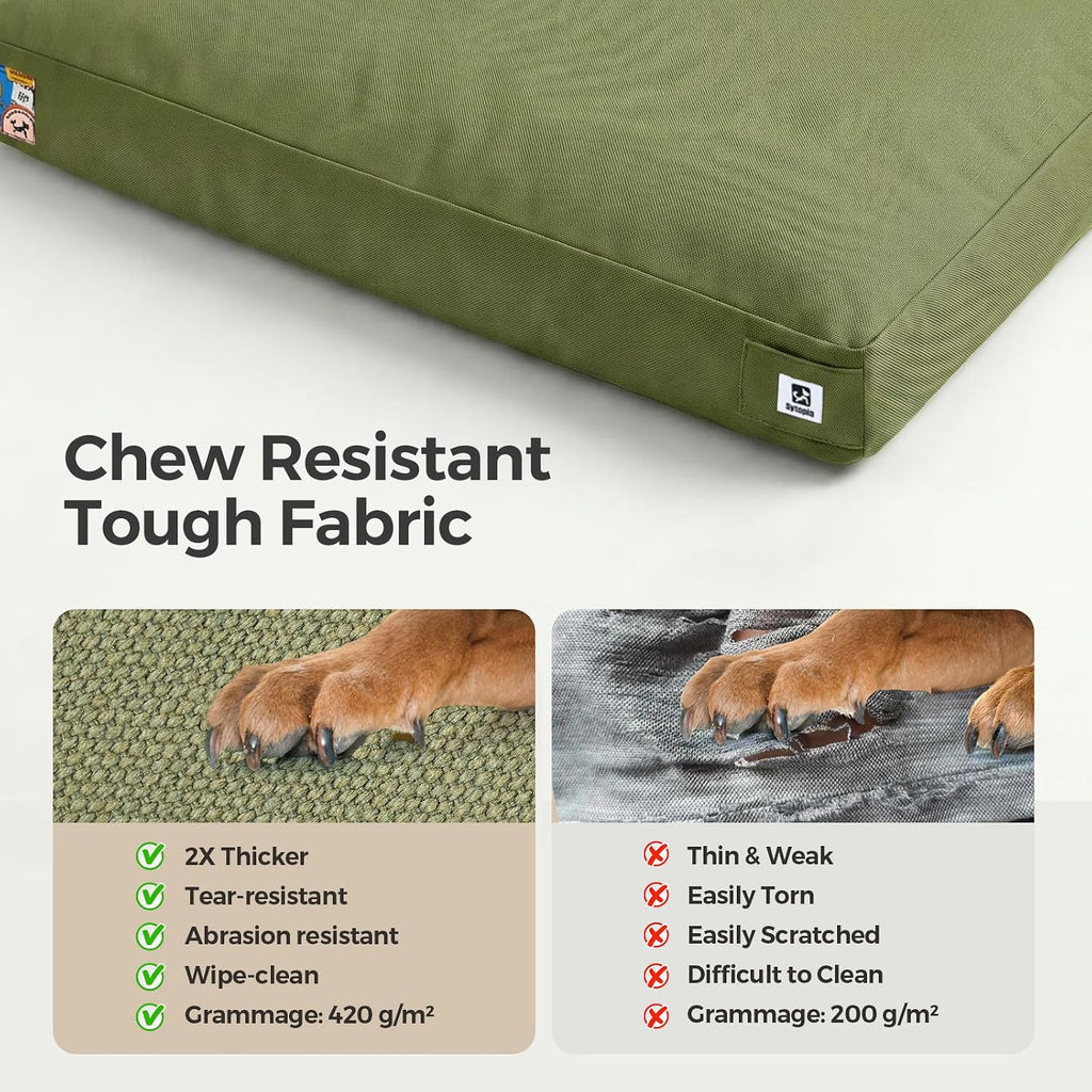 42 Inch Indestructible Dog Bed for Extra Large Dogs, Canvas Durable Outdoor Chew Proof Dog Bed with Waterproof Washable 