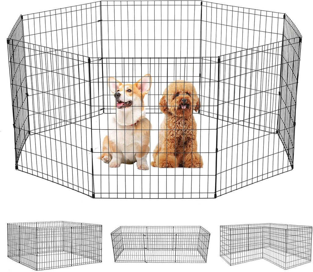 FDW | Dog Playpen | 24", 8 Panels | Heavy Duty Metal Pet Exercise Pen