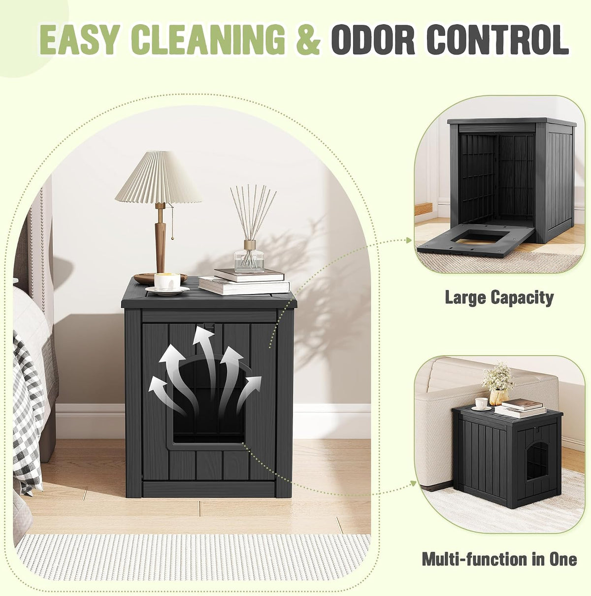 Cat Litter Box Enclosure, Feral Outdoor Cat Enclosure Weatherproof for Winter Outside, Cat Litter Box Furniture Fit Litt