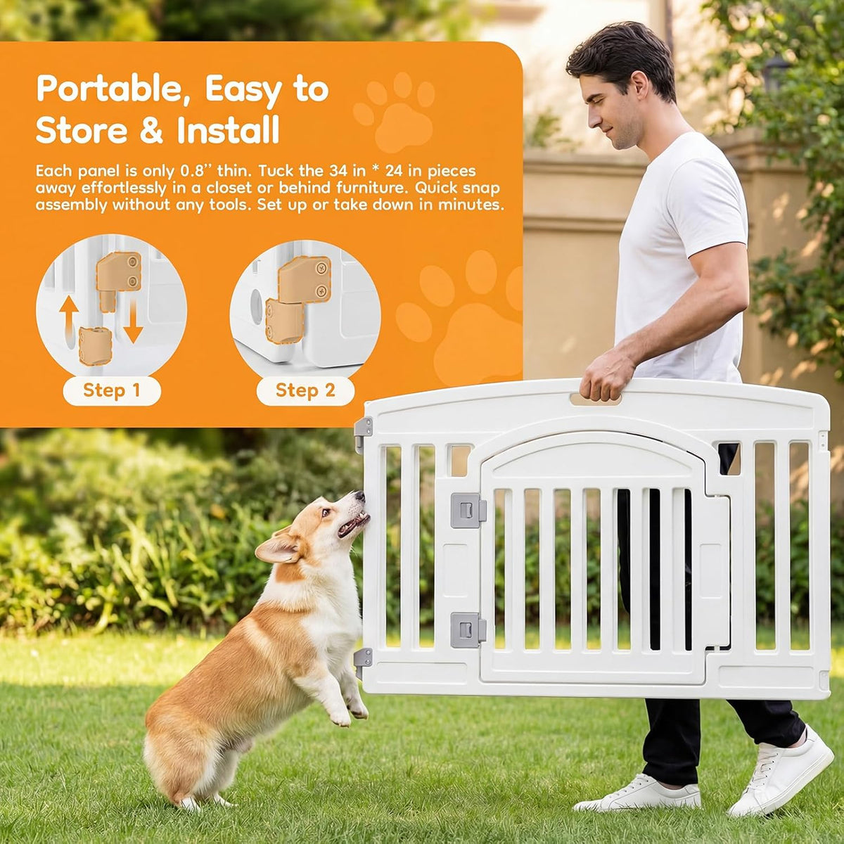 NEWBULIG 24 Inch 4 Panels Dog Playpen, Plastic Pet Play Pen Fence