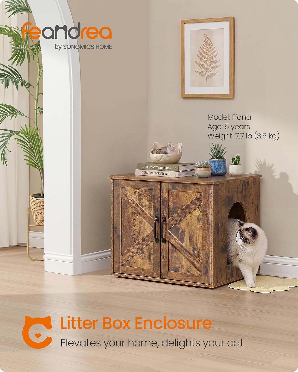 FEANDREA Cat Litter Box Enclosure, Indoor Pet House End Table