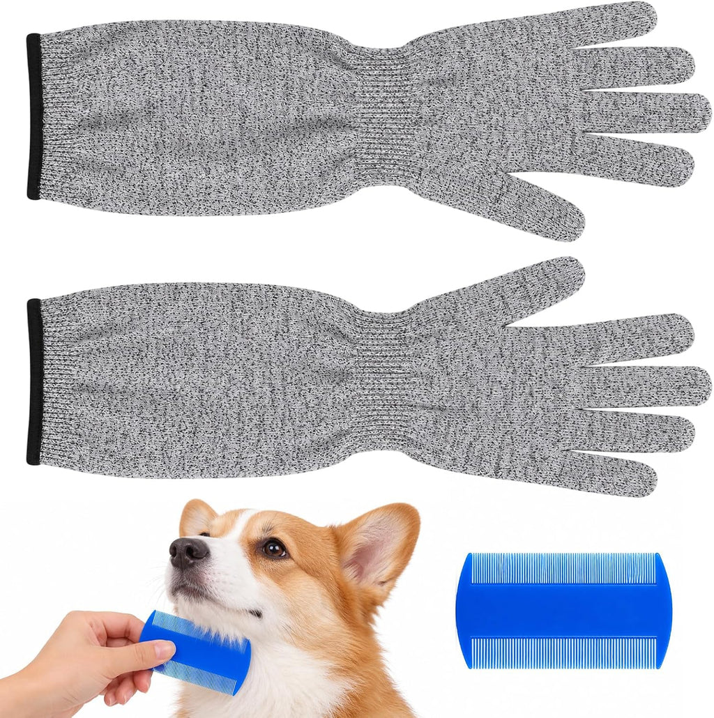 3Pcs Cat Gloves Bite Proof Pet Handling Sleeve 15.6” Grooming Gloves