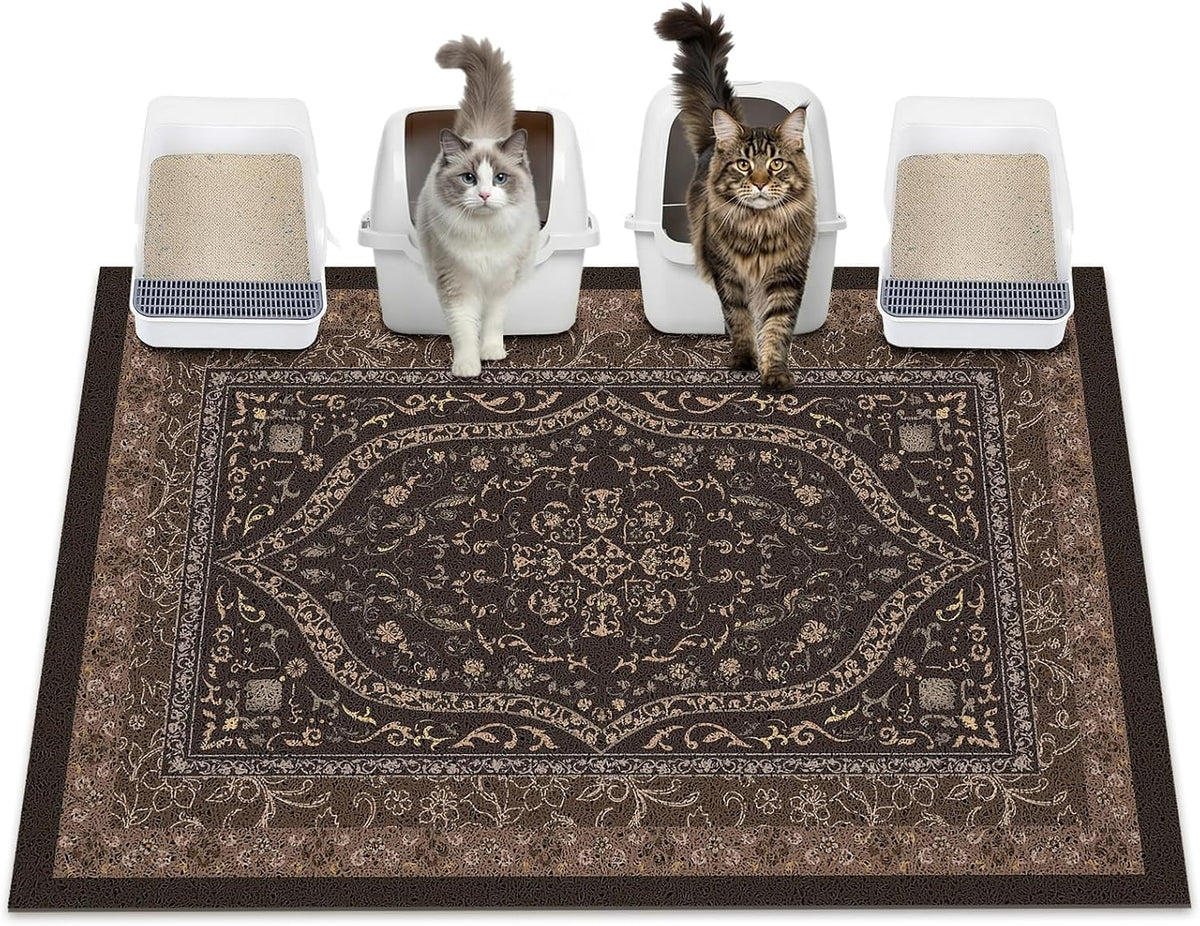 Glittme Cat Litter Mat 33"x22" Non-Slip Washable Trapping Mat for Cats