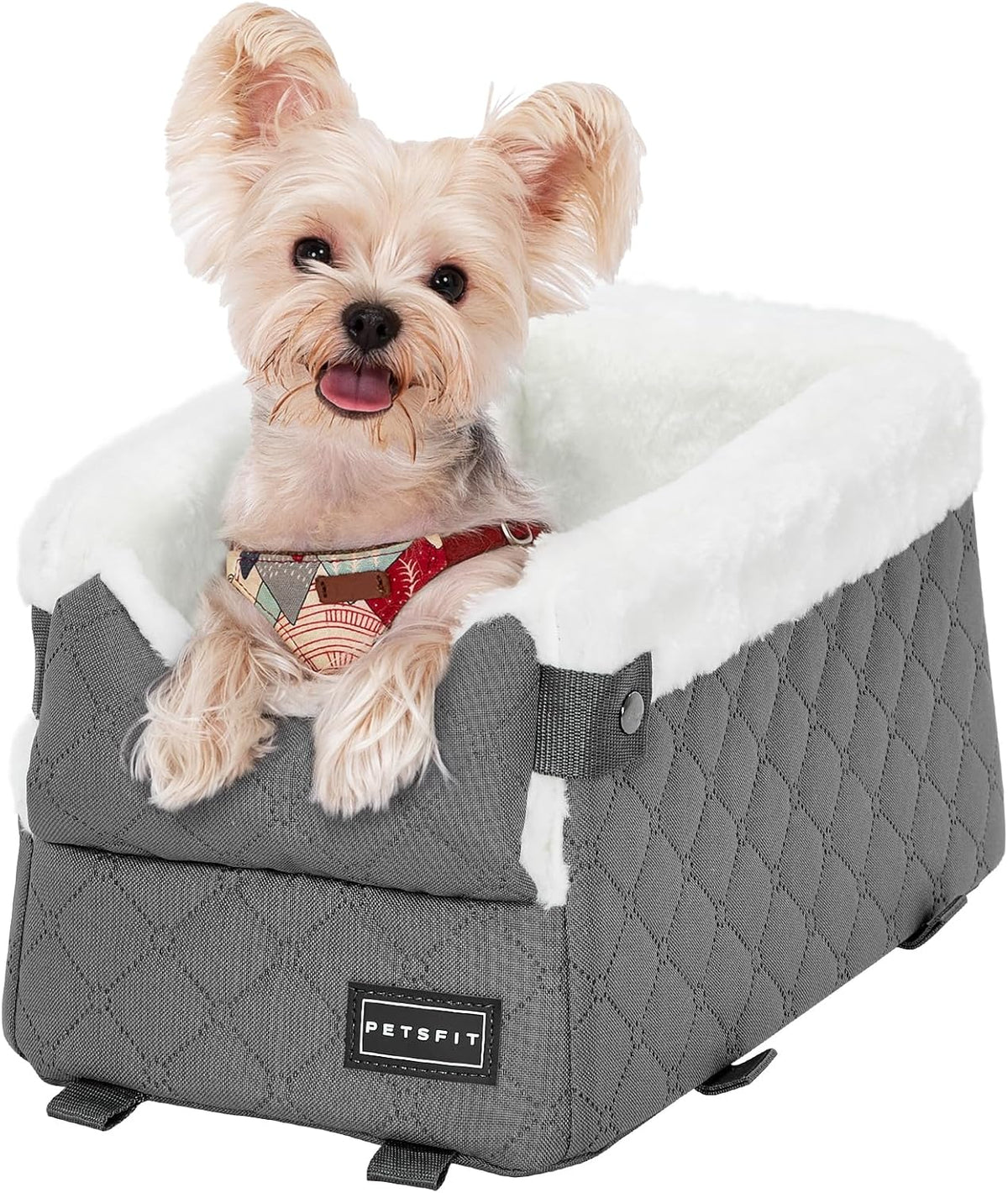 PETSFIT Center Console Dog Car Seat with Adjustable Seat-Rail Anchor Hooks