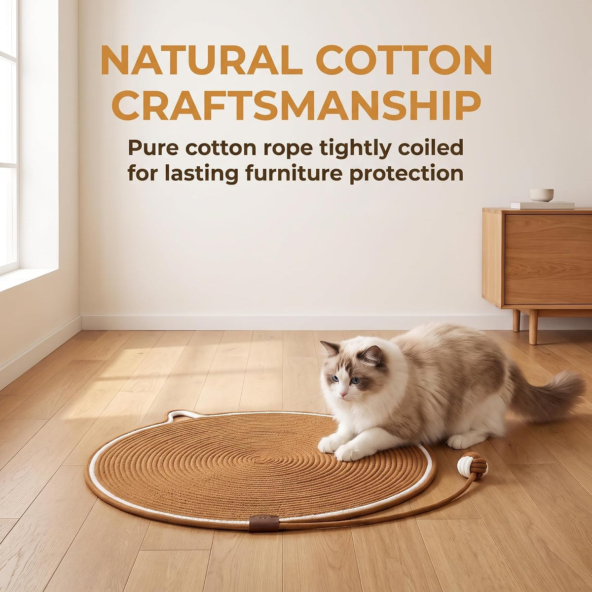 Cat Scratcher Mat, 23.62'' Round Cotton Rope Cat Scratch Pad for Indoor