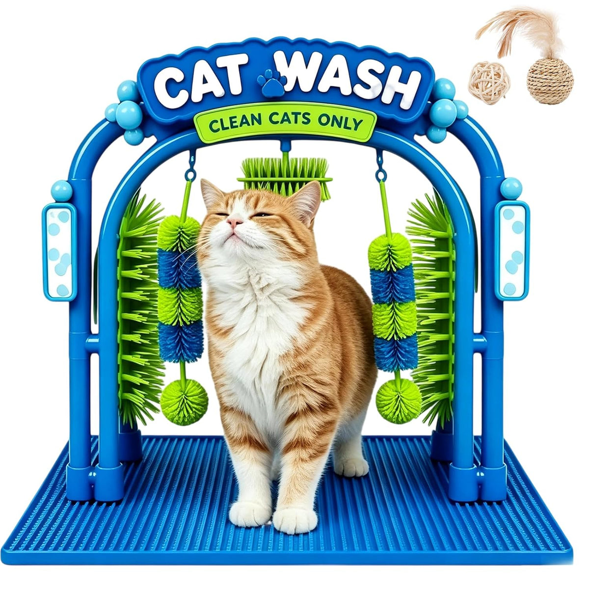 Cat Wash Grooming Station, Hair Catcher Grooming Tool with Sturdy Base, Cat Wash Grooming Station Toy, Help Cats Enjoy M