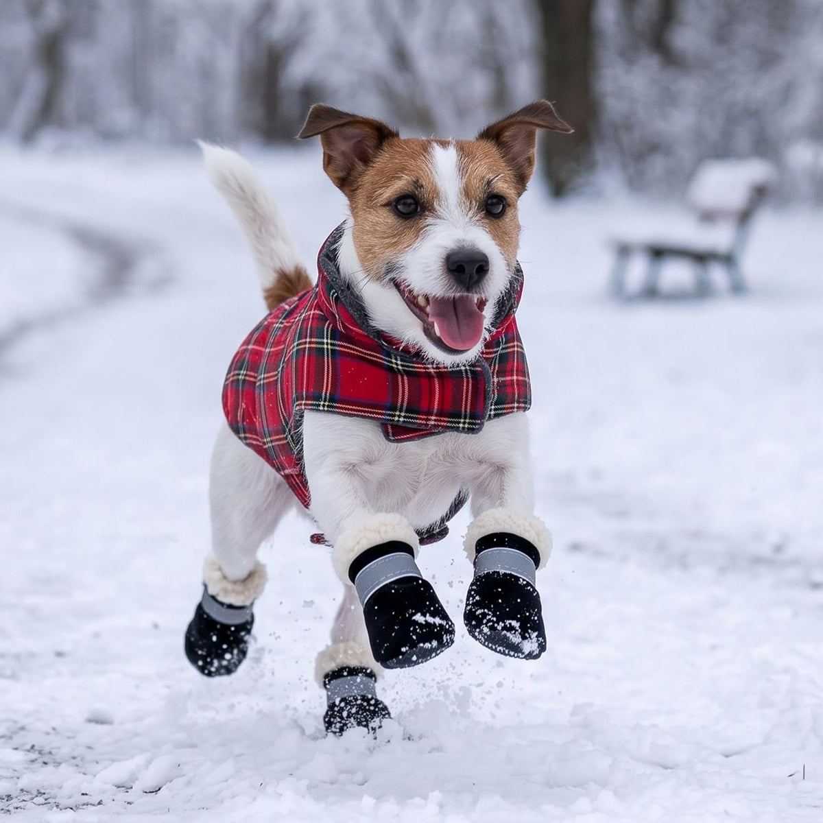 Fecialy Dog Shoes for Winter, Dog Snow Boots & Paw Protectors Warm Booties for Small Medium Dogs Puppies