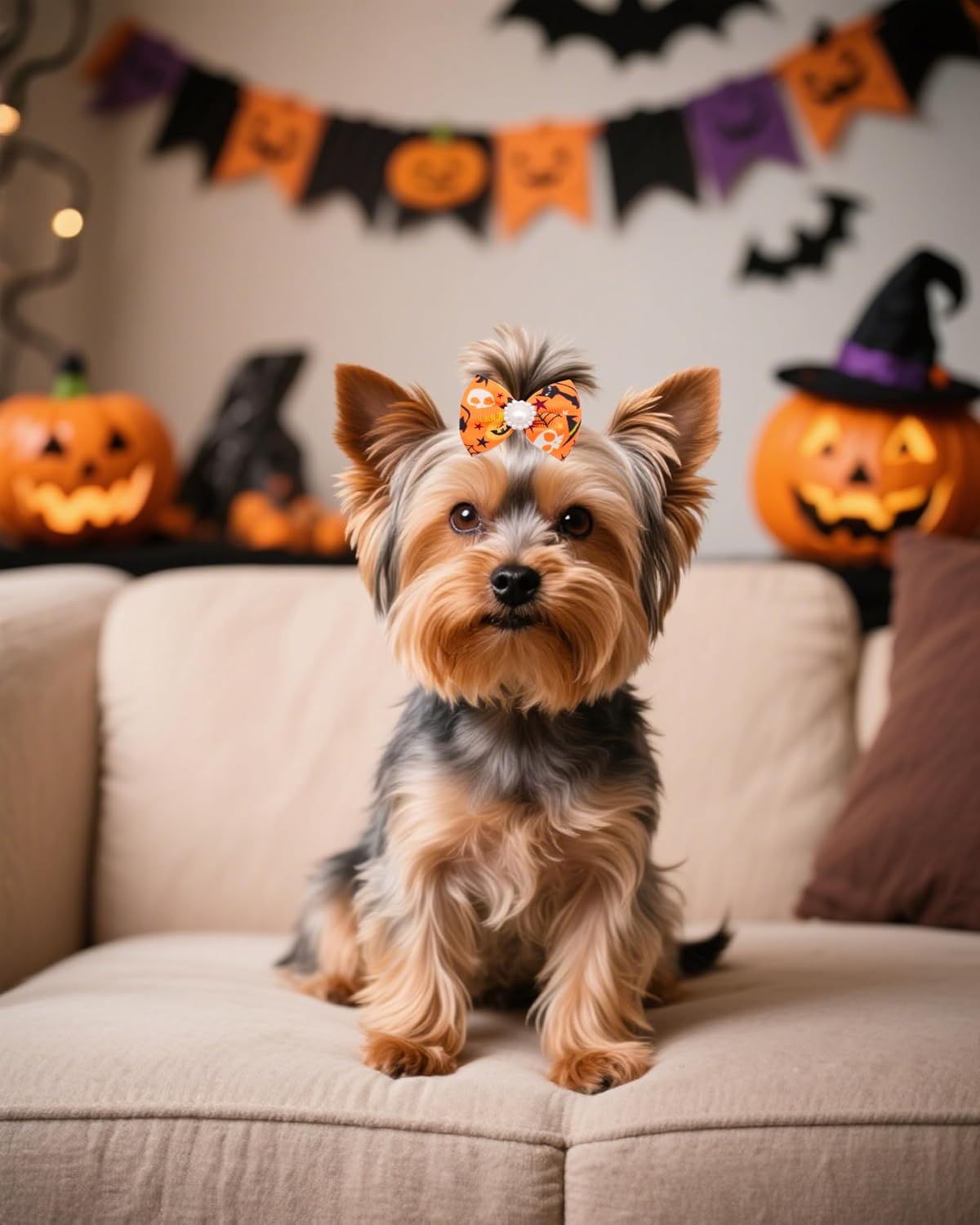 PET SHOW 10 Pack 2" Halloween Small Dog Hair Bows with French Clips