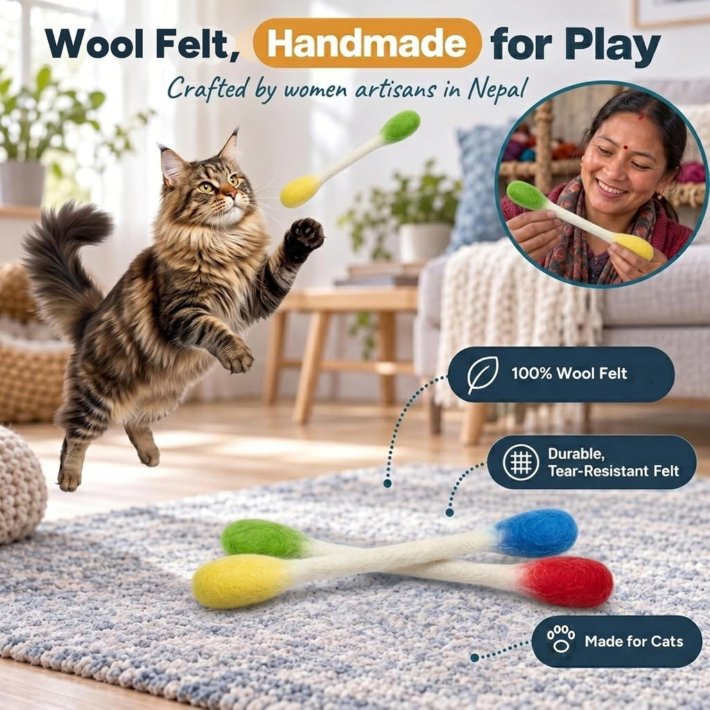 Glaciart One XXL Swabs Cat Toys with Catnip - 2 Pk | Durable for Chew, Cute Cat Toys Interactive Kitty for Boredom, Exer