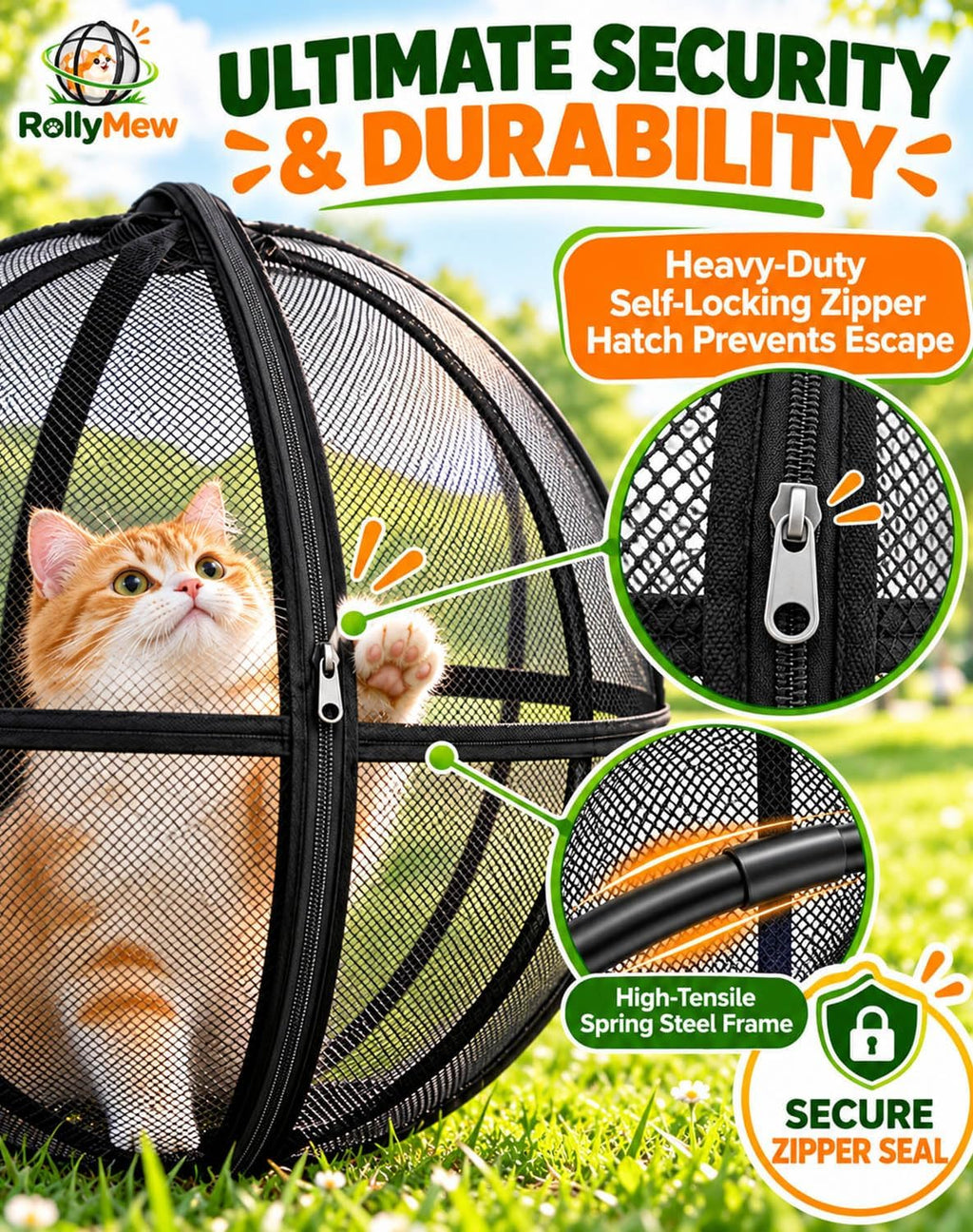 Cat Enclosure, Outdoor Pet Playpen Ball，Black