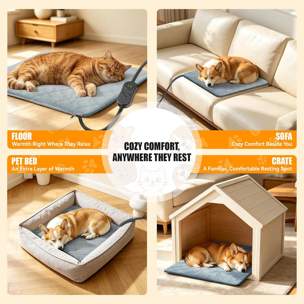 Heated Cat Bed for Pet/Cats/Dogs, Cat Heating Pad Indoor (18" X 18")