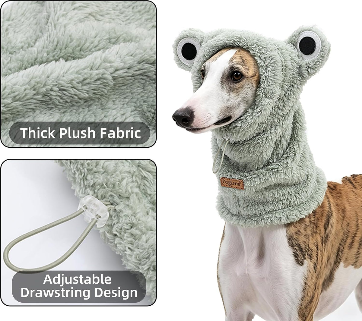 ETIAL Dog Hat Scarf for Long Neck Dogs with Animal Ears