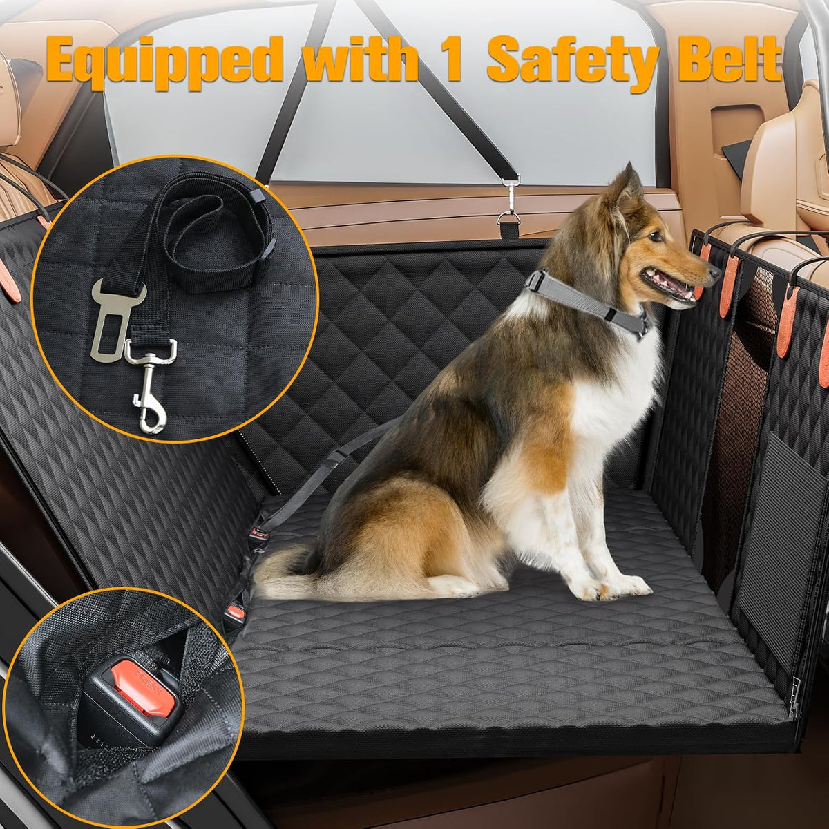 Dog Car Seat Cover for Back Seat, Hard Bottom Back Seat Extender