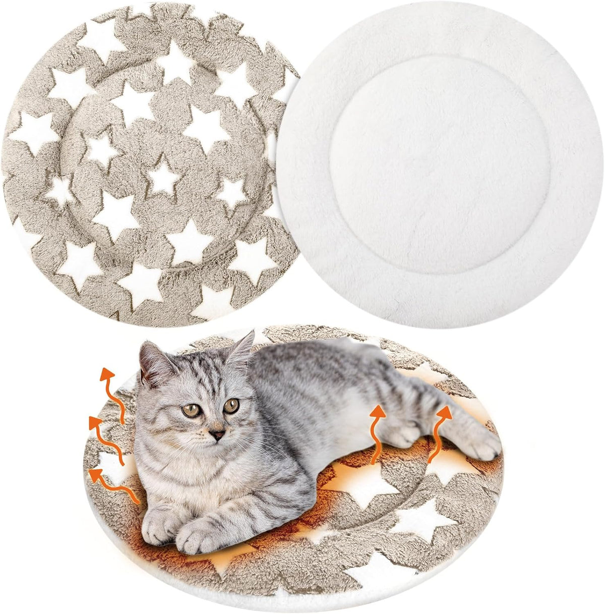 2 Pack Self Heating Cat Pad Self Warming Dog Mat, 16'', Large Star