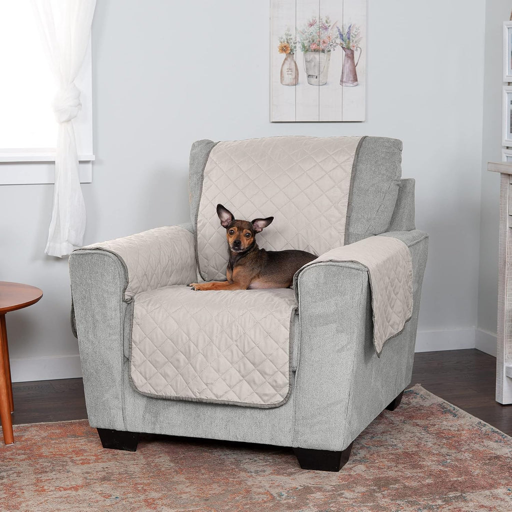 Furhaven Water-Resistant & Reversible Chair Cover Protector for Dogs, Cats, & Children - Two-Tone Pinsonic Quilted Livin
