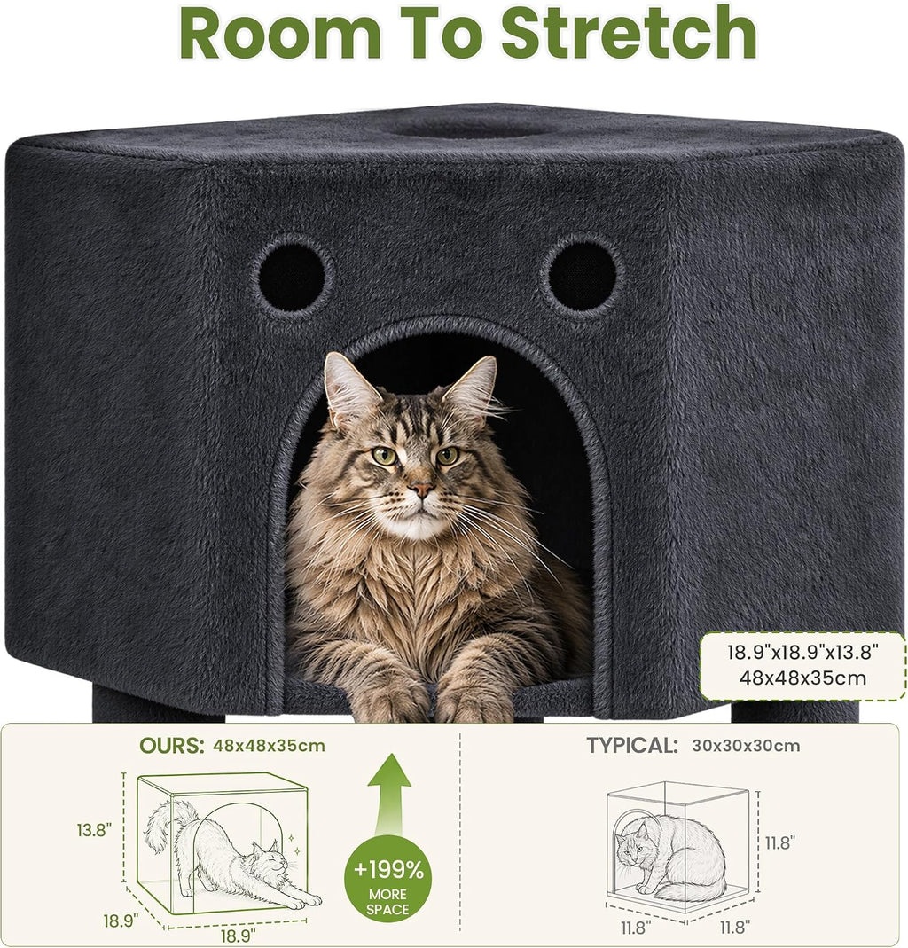 Cat Tree Tower for Indoor Large Adult Cats, 73in Tall Heavy Duty with Perch