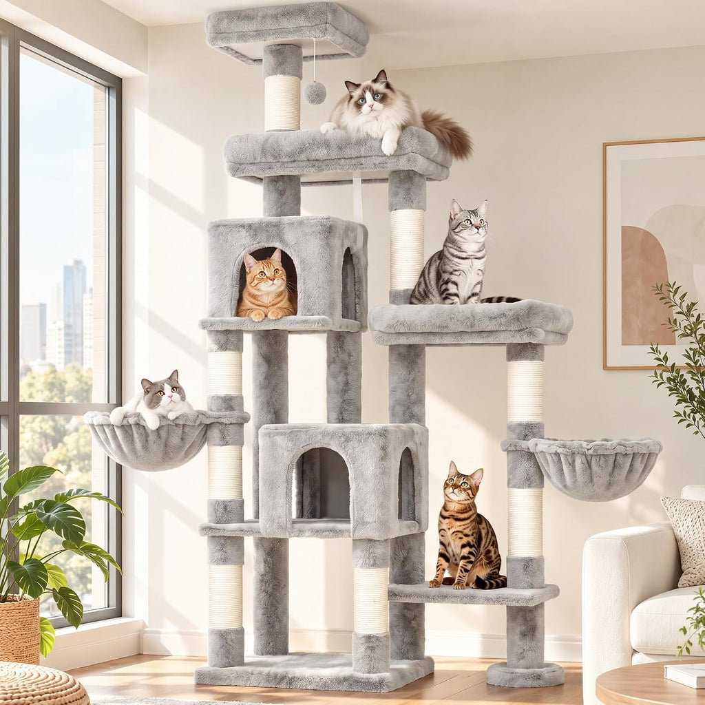 Hey-brother Cat Tree Tower with Stable Extended Base, 3 Platforms, MPJ038W