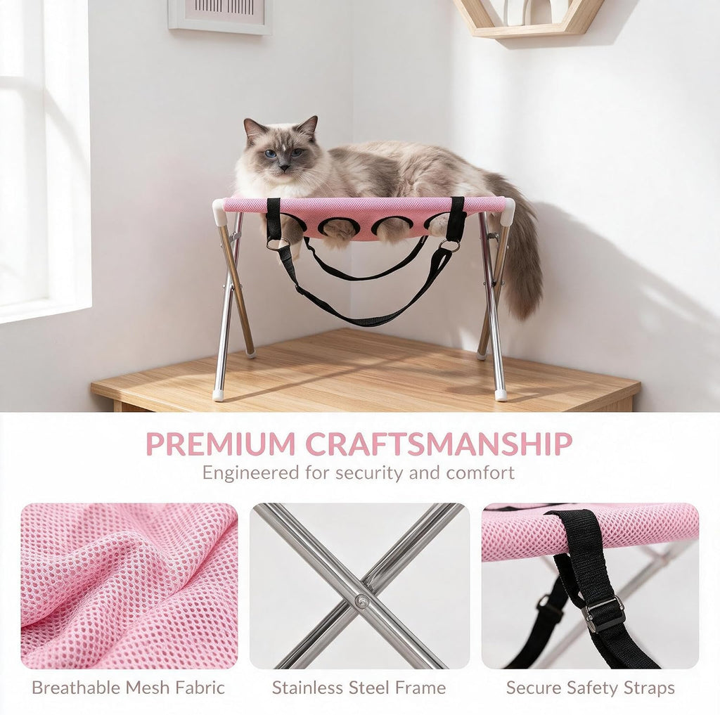 Pet Grooming Hammock with Stand, Foldable Bathing Sling for Small Dogs Cats