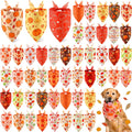 Abbylike 50 Pcs Fall Thanksgiving Dog Bandanas Bulk, Pumpkin, Large Dogs