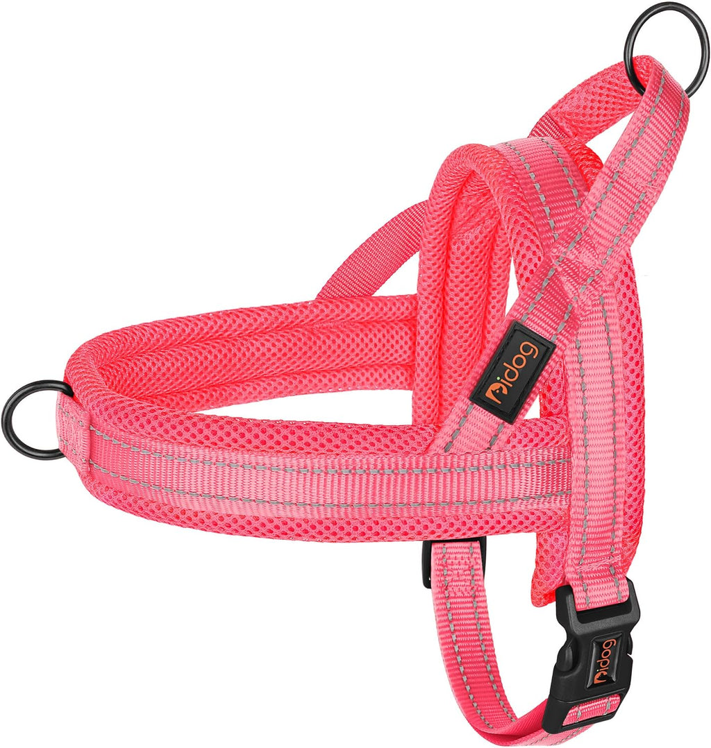 No Pull Dog Harness for Large Dogs, Breathable Mesh Padded,Hot Pink,L