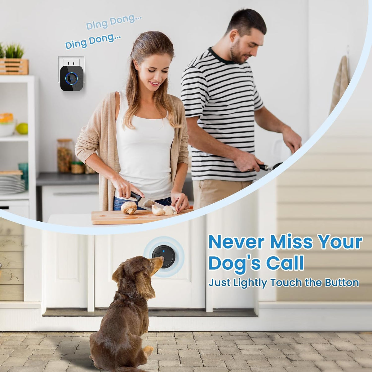 Wireless Dog Doorbell to Go Outside wiht 4 Notification Modes
