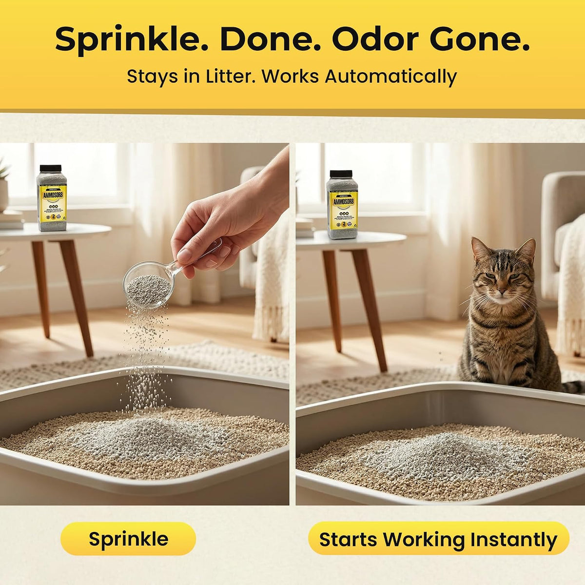 Unscented Cat Litter Deodorizer Granules, Ammonia Absorber, 2 lb