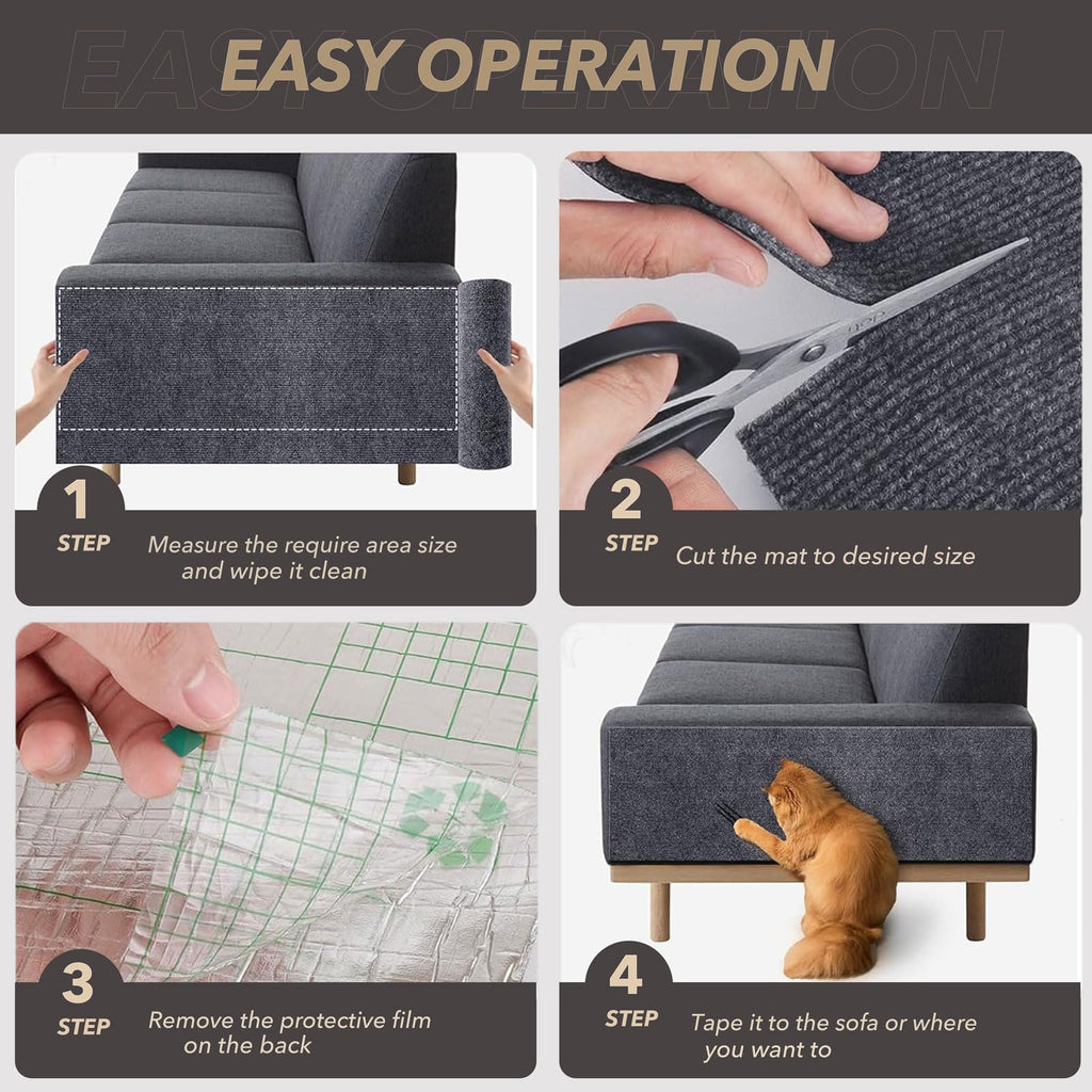 78.7"x15.8" Self-Adhesive Cat Scratch Mat, Cat Scratch Furniture Protector