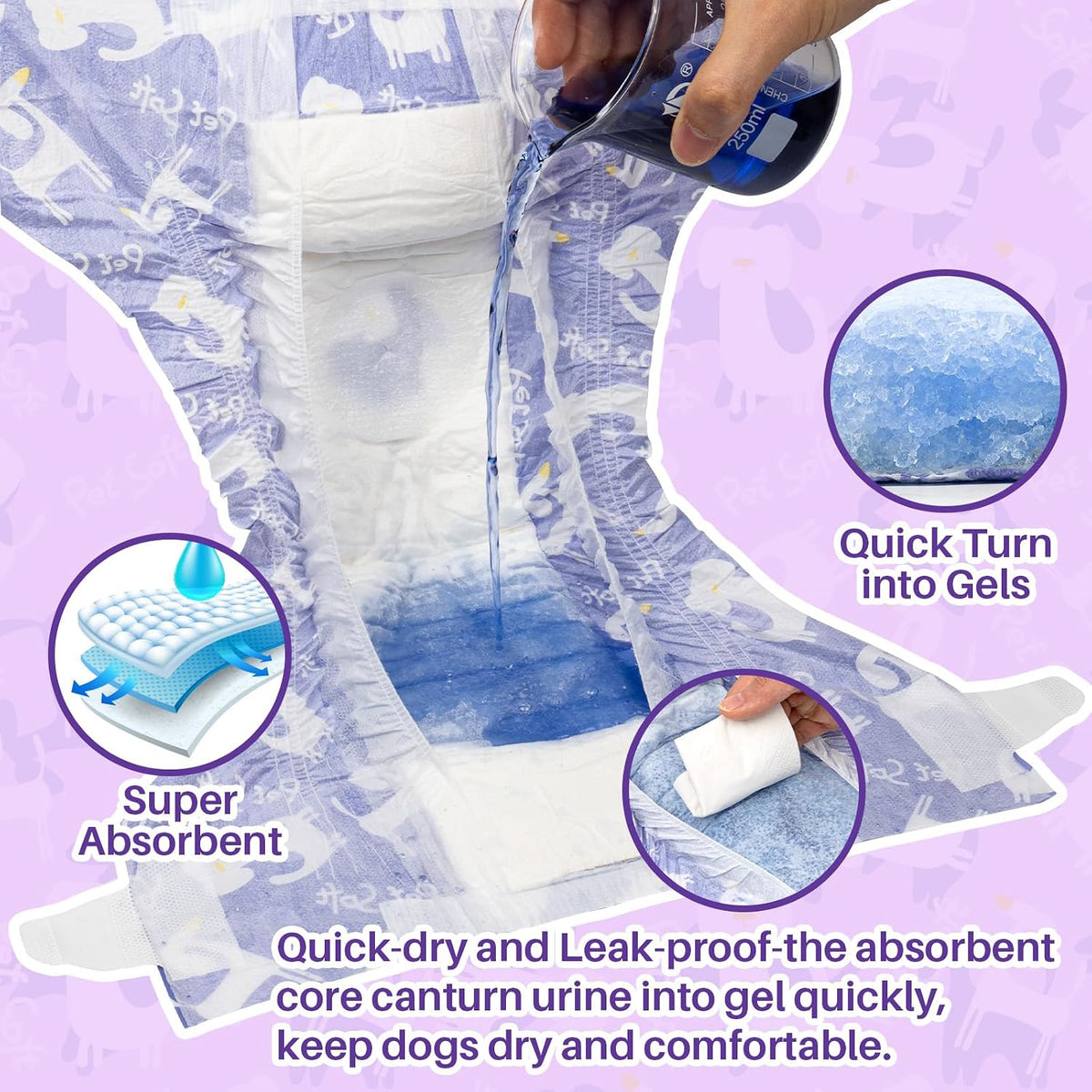 Pet Soft Disposable Dog Diapers Female with Foam Tail Hole S 24P