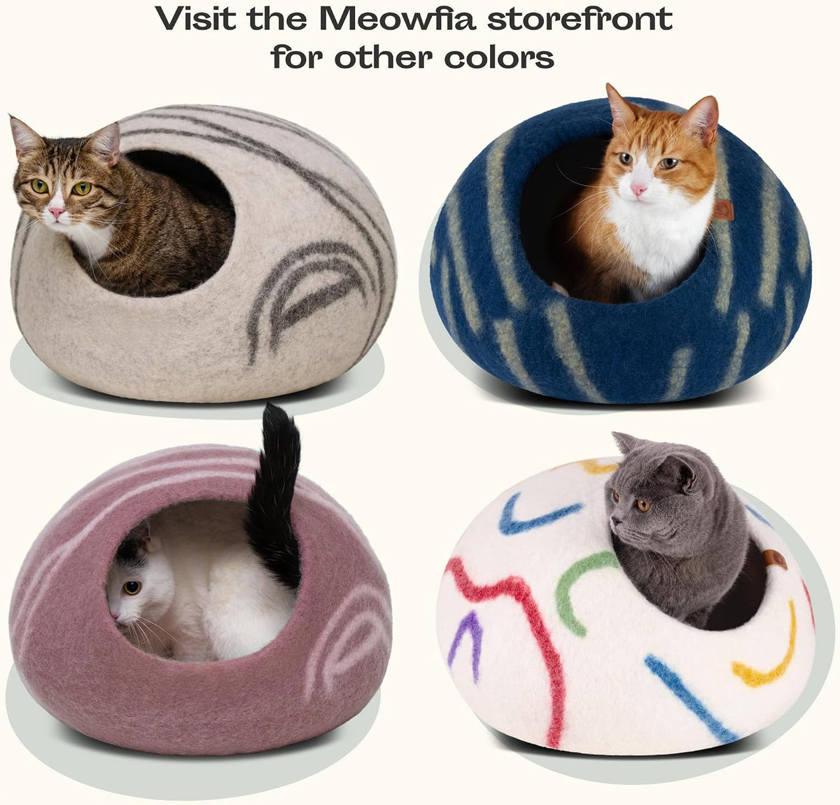 Cat Cave – Natural Wool – Self-Warming Hideaway for Indoor Cats & Kittens