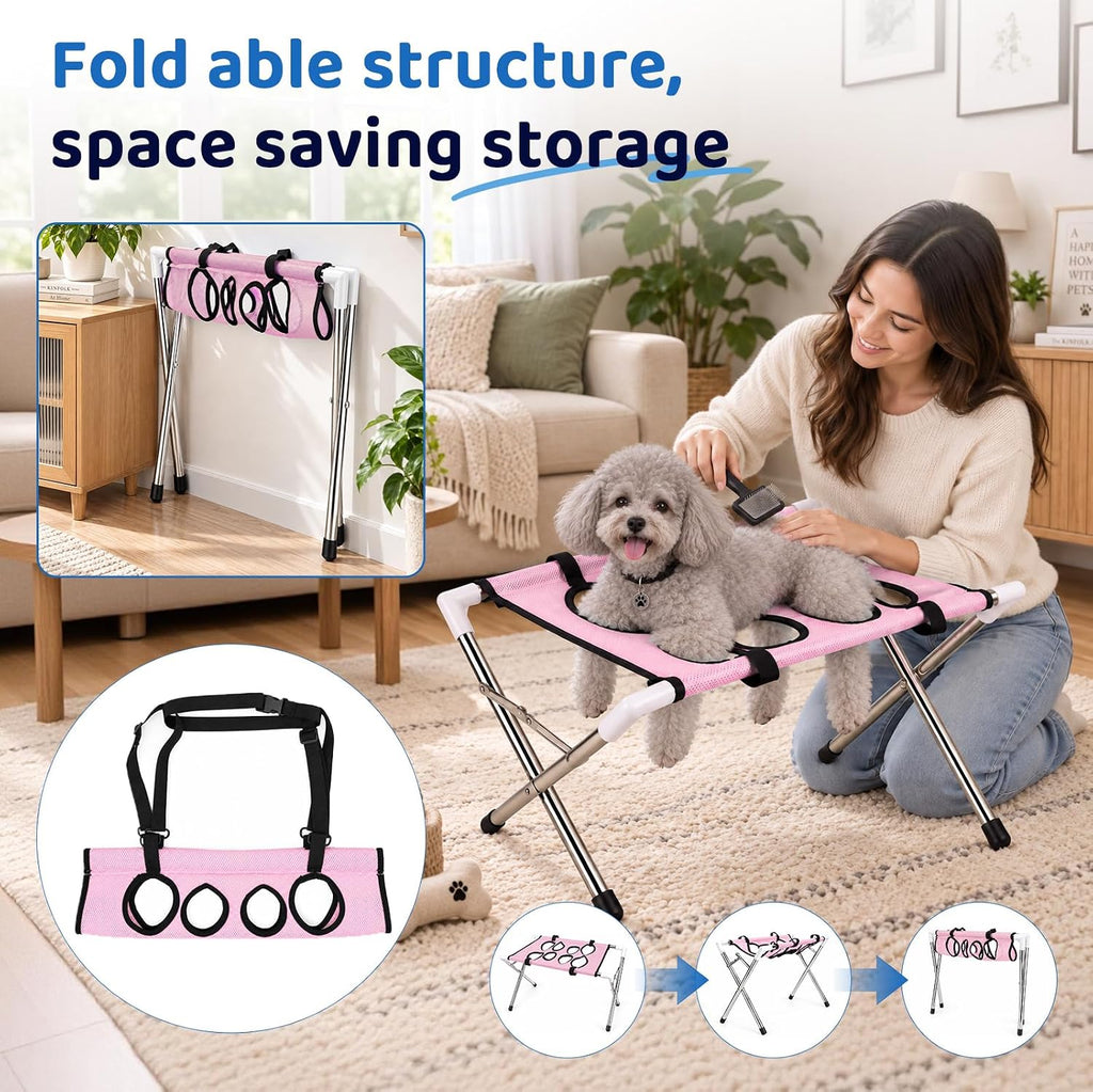 Pet Grooming Hammock Stand, Foldable Dog Bath Holder Sling Shower Table