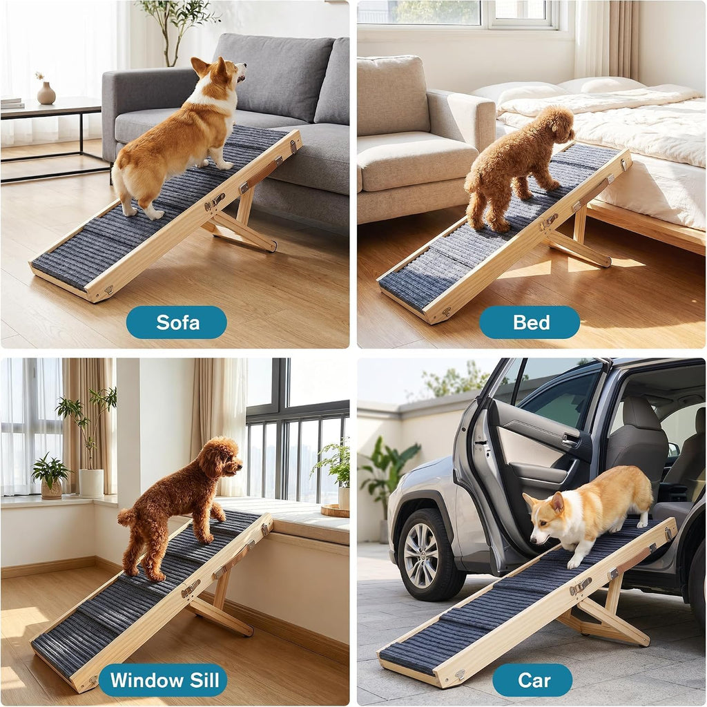 Dog Ramp for Couch, Foldable Wooden Pet Ramp, 37.5 x 16 in, Medium