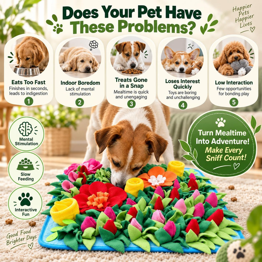 Dog Snuffle Mat, Slow Feeder & Foraging Puzzle Toy, 19.7in, Colorful